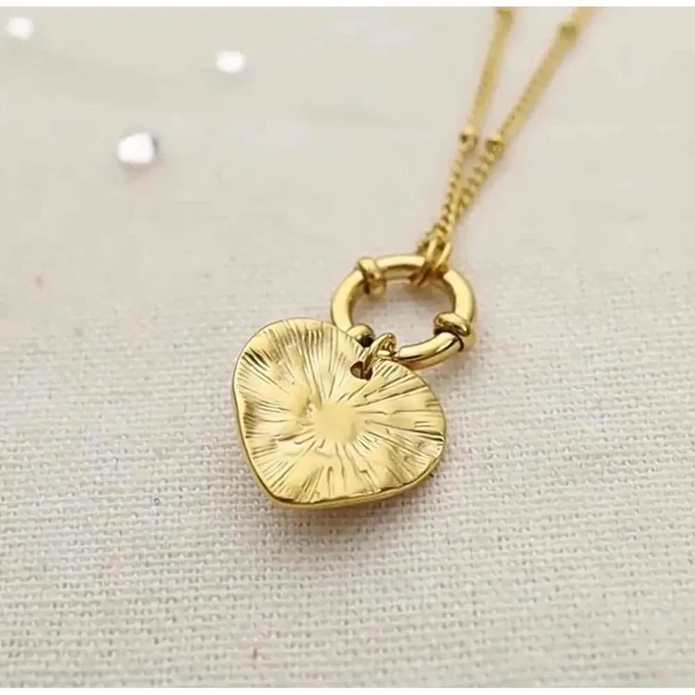 18K Gold Plated black turquoise charm holder Necklace stainless steel jewelry - Picture 7 of 11